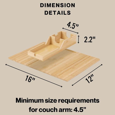 Couch Cup Holder Tray - Portable Sofa Arm Tray Table - Anti-Spill Armchair Caddy Couch Arm Table Snack Organizer