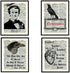 Set of 4 Edgar Allan Poe Art Print Posters - Raven and Tell Tale Heart on Ephemera Dictionary Page (8 x 10")