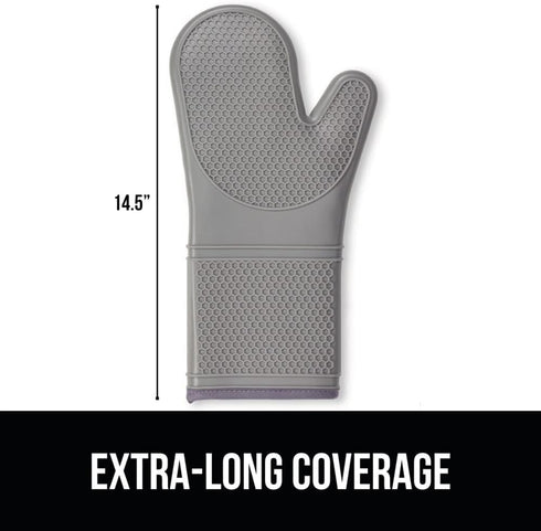 Gorilla Grip Heat and Slip Resistant Silicone Oven Mitts Set, 14.5 in, Gray