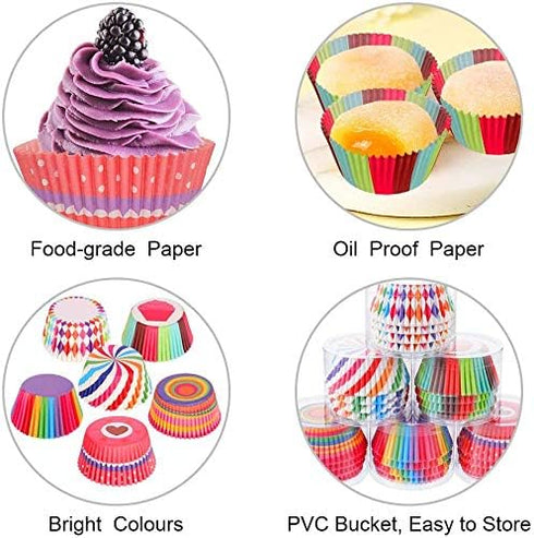 600PCS/Set Muffin Cupcake Paper Cups, Cake Forms Cupcake Liner Baking Muffin Box Party Tray Decorating Tools