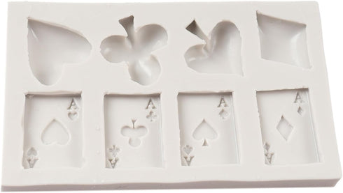 Poker Silicone Molds, Playing Cards Hearts Diamonds Spades Clubs Fondant Mold for Cake Decoration