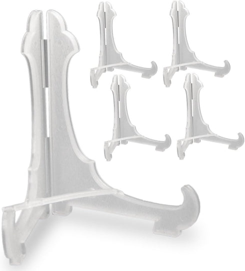 Clear Plastic Easels with Locking Bar Security, Lightweight 5"H for Display