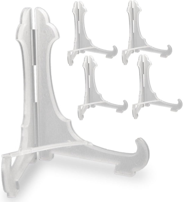 Clear Plastic Easels with Locking Bar Security, Lightweight 5"H for Display