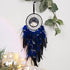 Dreamlike Deep Blue Tree of Life Dream Catcher, Handmade Feather Wall Hanging for Girls Bedroom Decor