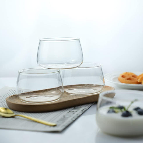 Sizikato 4pcs Clear Glass Dessert Cup, 6 Oz Custard Bowl, Oven Safe Pudding Cup