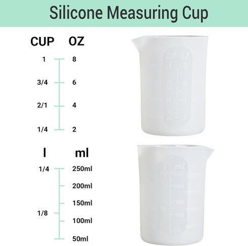 Gartful 250ml Silicone Measuring Cups, 4 PCS Nonstick Reusable Mixing Cups for DIY, Art, Craft, Easy Clean