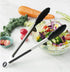 12" Kitchen Tongs with Silicone Tips, Food Grade Cooking Tongs Set of 3, Black Serving Utensils