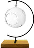 YY YEARCHY Metal Stand for Hanging Glass Globe Ball - Terrarium Air Plant Stand, Flower Pot Holder (G rectangle wood)