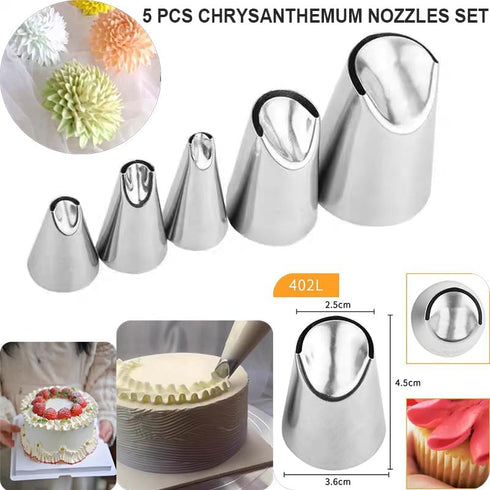 6 pcs Flower Piping Tips, Large Rose Petal Pastry Tips, Chrysanthemum Nozzles, Cupcake Decorating Tool for Tulip Baking