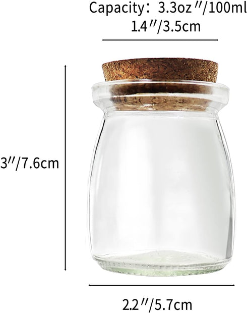 6Pcs 100ml Mini Glass Decorative Bottle with Cork Stopper, Empty Glass Jars for Party Wedding Favor Storage