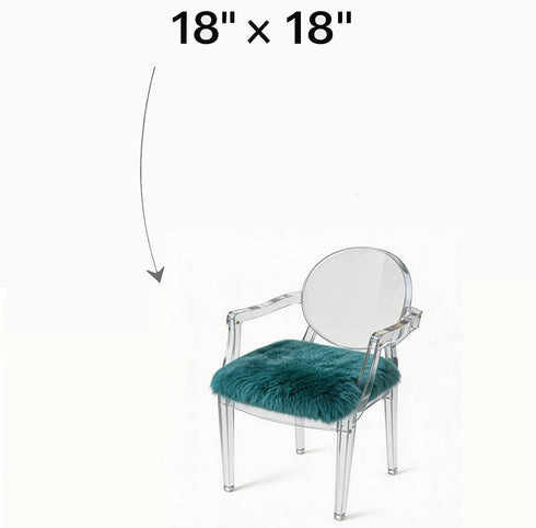 18x18 Inch (Pack 1),Peacock Sheepskin Chair Cushion Non-Slip Back Square Genuine Fur Chair Cover Silky Natural Wool