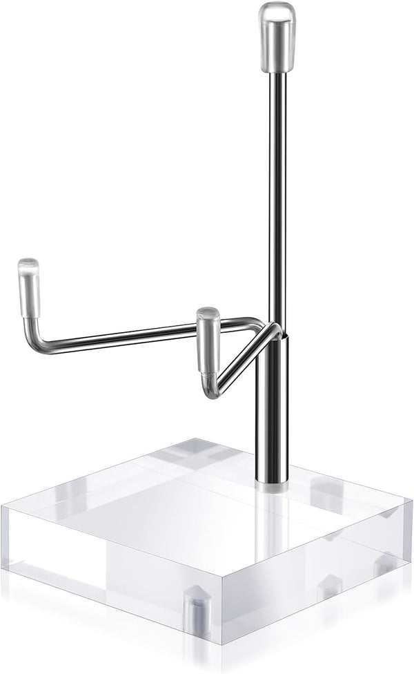 Sibba Adjustable Plate Stands for Display, Metal Arms, Clear Acrylic Base, Small Holder for Photos, Books, Home Décor