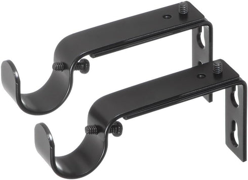 Ivilon Adjustable Brackets for Curtain Rods - Set of 2, Black, for 7/8 or 1 Inch Rods