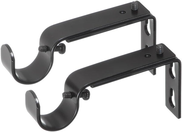 Ivilon Adjustable Brackets for Curtain Rods - Set of 2, Black, for 7/8 or 1 Inch Rods