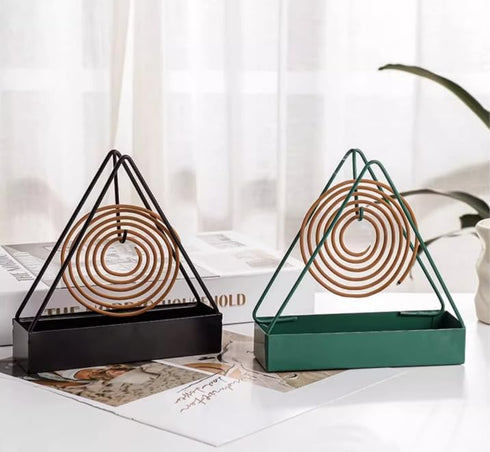 Designer Portable Iron Mosquito Coil Holder with Handle - Fireproof Material Incense Holder