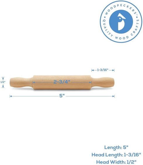 5 Inches Pack 100, Wooden Mini Rolling Pin, Long, of Great for in The Kitchen, Play-doh, Crafting and Imaginative Play