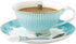 Cup & Saucer Set Bone China Porcelain Tea Coffee Cup for Breakfast Afternoon Tea - Blue Stripe Pattern (1)