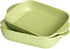 Rectangular Porcelain Baking Dish Set: Au Gratin Dishes, Casserole Dish, Ramekins 21 oz, Set of 2, 9.5" x 5.5" (Green)