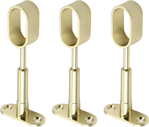 MroMax Shower Curtain Rods, Wall Mounted Support Bracket for Pipe Diameter 0.63" x 1.18" (Golden Tone, 4pcs)