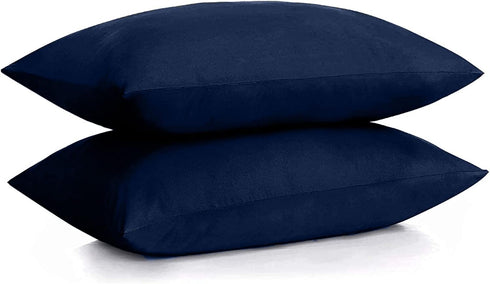 DAN RIVER 100% Organic Cotton Jersey Queen Pillowcases, Set of 2, 20" x 30", Navy, Breathable Cooling