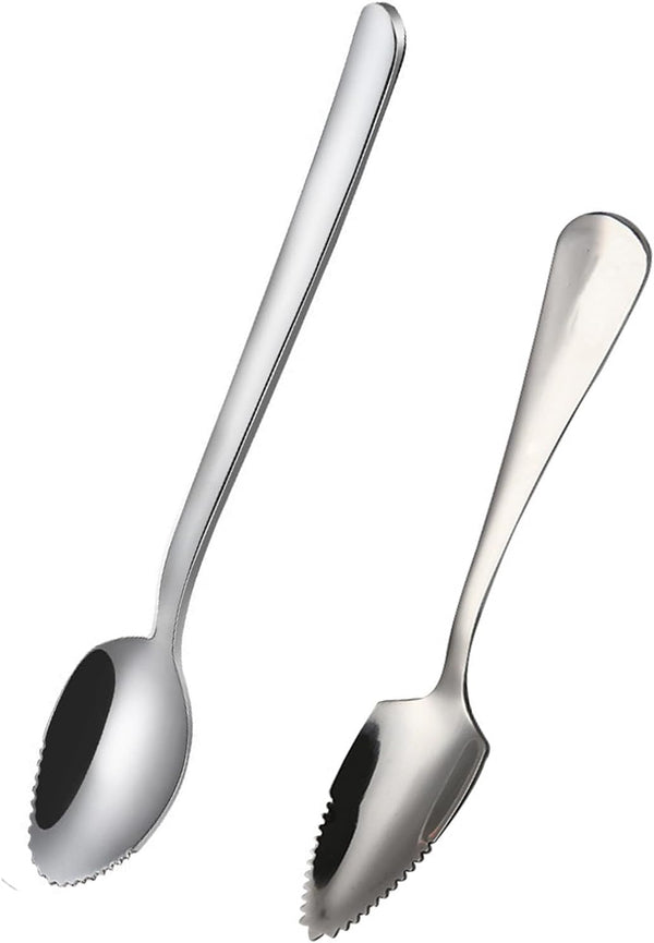 2pcs Stainless Steel Grapefruit Spoons with Serrated Edge, Kitchen Tools for Citrus Fruits, Desserts