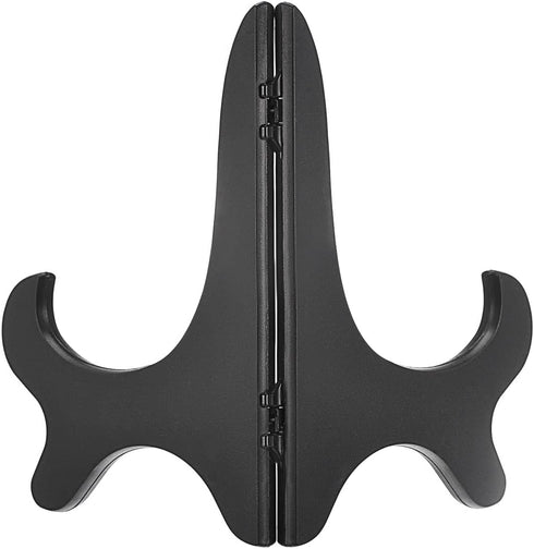uxcell 4pcs 5" Easel Plate Holder, Wood-like Plastic Folding Display Stand, Black for Decorative Picture Frame