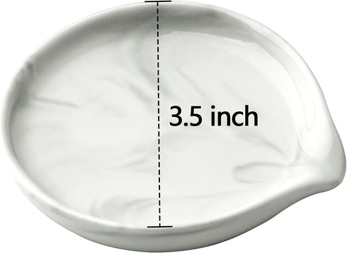 Spoon Rest - Ceramic Spoon Holder for Kitchen Counter, Dishwasher Safe Marble Decor, 3.5 Inches