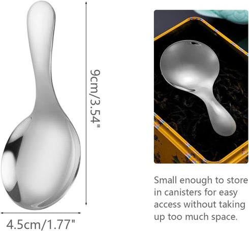 Short Handle Spoons,4 Pcs Small Scoops for Canisters, Stainless Steel Mini Salt Spoons for Salt Sugar Condiments Coffee Tea Dessert (4, Silvery)