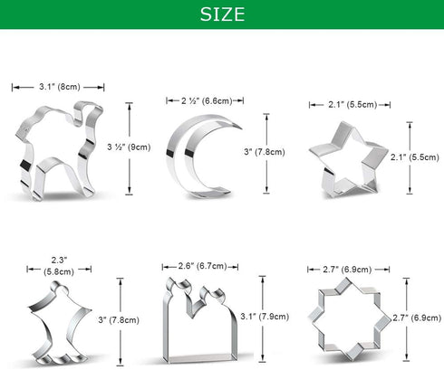 Islamic Ramadan Cookie Cutter Set, Eid Mubarak Party Decor, DIY Fondant Cake Baking Tools - Set of 6