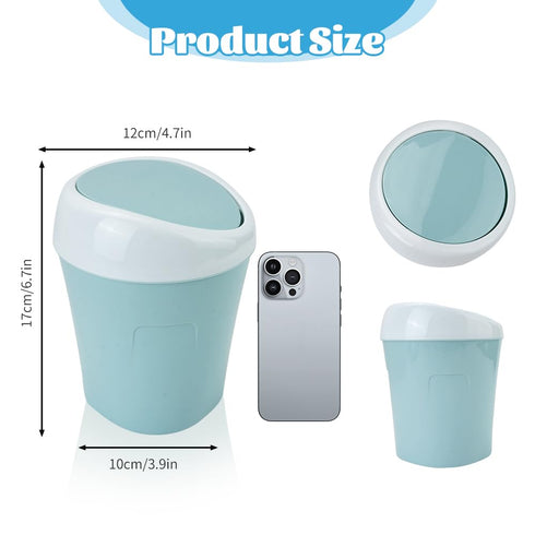QLFJ-FurDec 4 8 Countertop Pcs Plastic Mini Trash Can Wastebasket with Rolls Trash Bags, Tiny Bathroom Trash Can