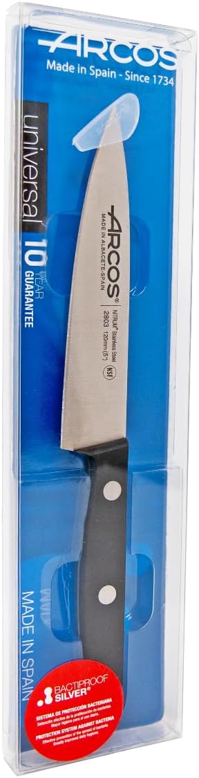 Arcos Chef Knife, 5 Inch Stainless Steel, Ergonomic Handle, Series Universal, Color Black