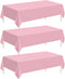 Childom 3 Pack Plastic Tablecloths for Rectangle Tables, 54" x 108", Pink Disposable for Parties