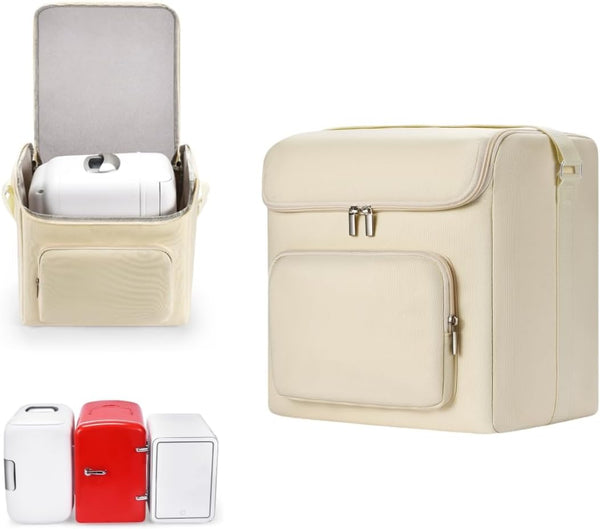 Case for Mini Fridge, Compatible with Portable Car Refrigerator, Protective Case for Bedroom Office (Cream Color)