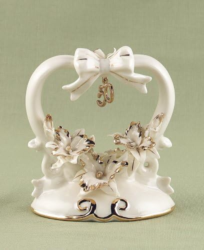 50th Anniversary Porcelain Cake Top, Wedding Accessories, 4.5-Inches Tall