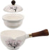 UPKOCH Japanese Tea Set, Teapot with Infuser, Blooming and Loose Leaf Tea Maker with Wooden Handle, Asian Kitchen Style