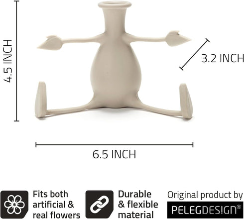 Florino Friendly Flower Vase - Modern Home Décor for Flowers, Unique Gifts by Peleg Design (Stone)