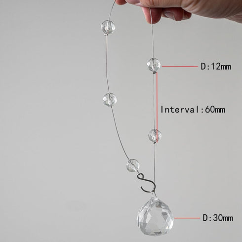 Crystal Beaded Strands Clear Glass Beads Curtain, Wedding Props Decor, Hanging Ceiling Decoration Accessories