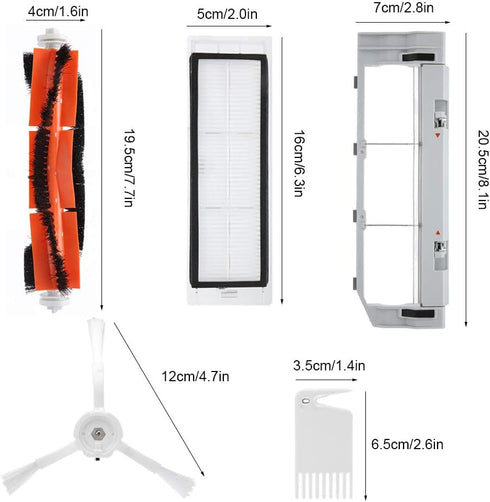 7Pcs/Set Robot Vacuum Cleaner Replacement Kit - Main Brush Filter Kit for Xiaomi Robot Cleaner
