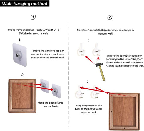 6x8 4.5x6.5 6 8 Picture Frame Wood With Glass, With Mat, Natural Solid Walnut by Picture Frame, For Wall or Tabletop