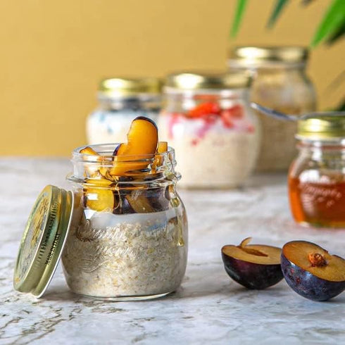 Bormioli Rocco Quattro Stagioni Set of 4 Clear Airtight Mason Jars, 8.5 Oz, Made from BPA Free Durable Glass