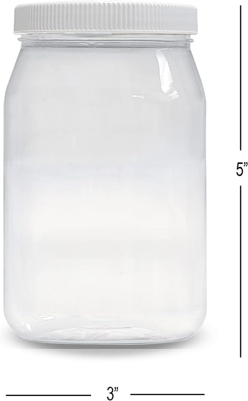 ljdeals 16 oz Clear Plastic Jars with Lids, Storage Containers, Pack of 6, BPA Free, Food Safe, Made in USA