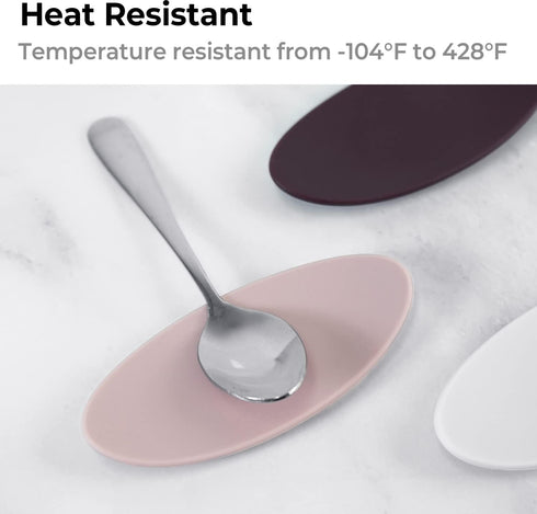 Carrotez Small Silicone Coffee Spoon Rest 2 pcs, Flexible Almond-Shaped Spoon Holder for Kitchen Utensil Rest