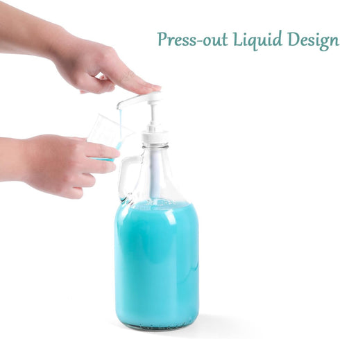 VEGEVIGI 64 OZ 1P Laundry Detergent Dispenser BY , Glass,Glass Liquid Laundry Soap Dispenser with Pump, Bleach