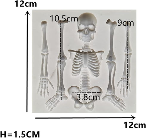 Skull Silicone Fondant Cake Mold, Halloween Skeleton Chocolate Mold for Kitchen Baking and Cake Decorating