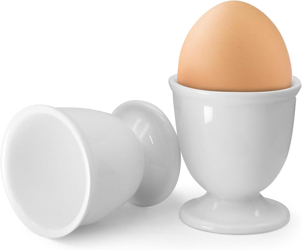 vibedor 2 Pcs Ceramic Egg Stand Holders, Porcelain Egg Holders White Egg Cups