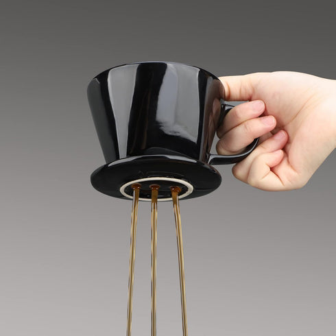 Segarty #2 Black Ceramic Pour Over Coffee Maker, 1 Set, Reusable Filter Cone Drip Holder for Home, Travel, Office