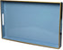 Spsyrine Blue Decorative Serving Tray with Handles, Elegant Plastic Coffee Table Tray