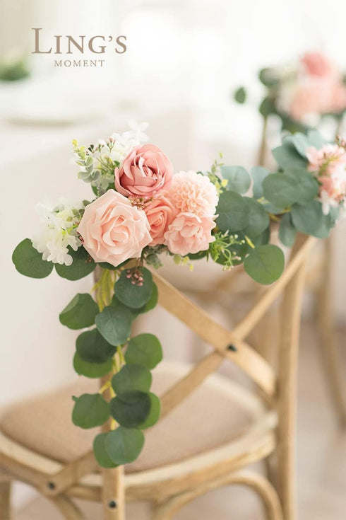 Ling's Moment Blush Dahlia Foam Artificial Flowers - Real Touch Faux Flower for Home Decor, 25pcs