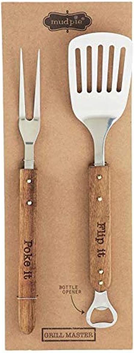 Mud Pie Grill Master Utensil Set, 14", Brown