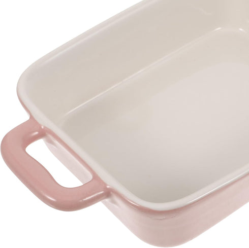 YARDWE Pink Ceramic Loaf Pan Baking Dish, Rectangular Bakeware, Casserole Dish, Serving Plate Tray
